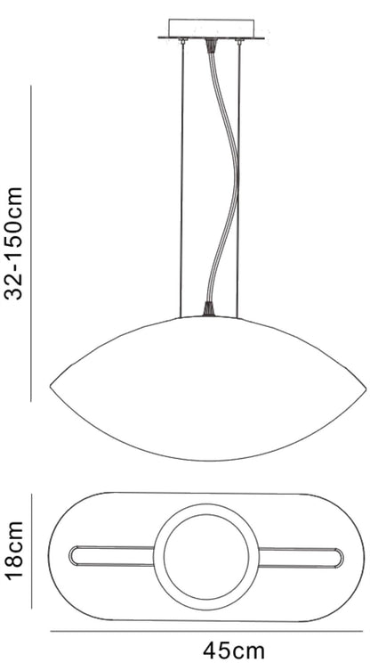 Mantra Pasion Rectangular Pendant 3 Light E27, Gloss Black/White Acrylic/Polished Chrome, CFL Lamps INCLUDED