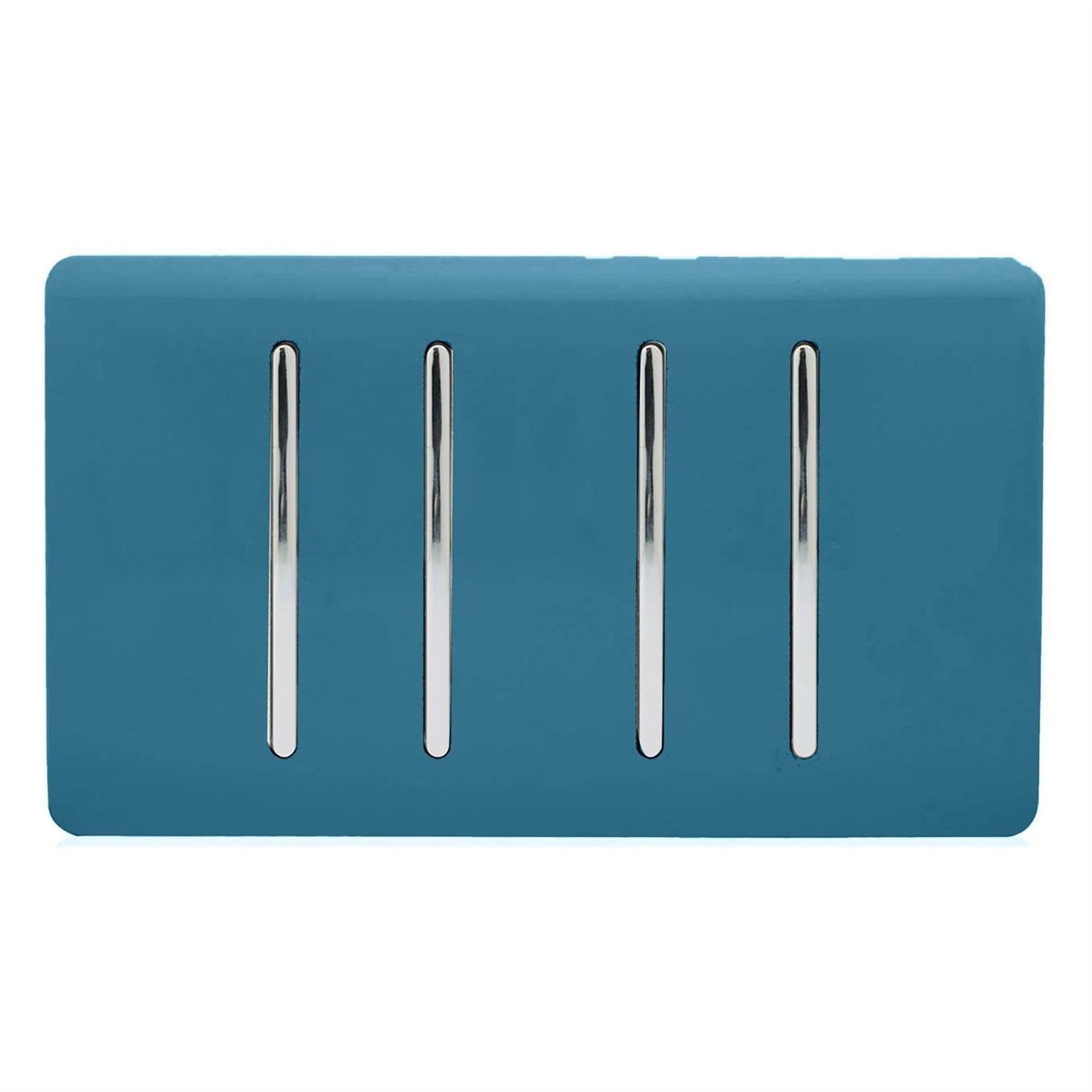 Trendi 4 Gang (2 Way & 1x Intermediate) Glossy 10 Amp Rocker Light Switch Ocean Blue