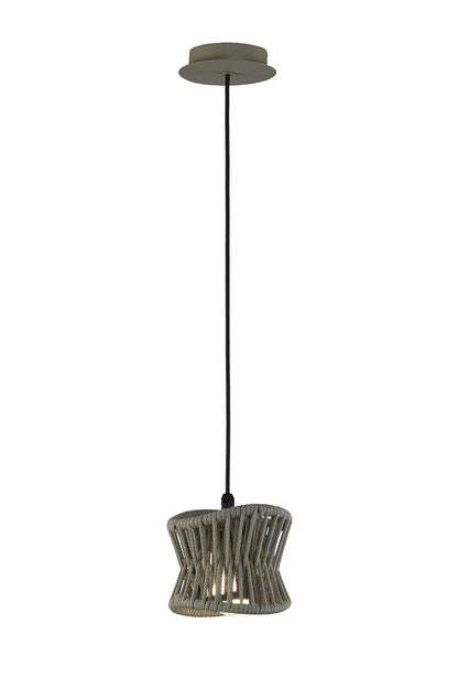 Mantra Fusion Polinesia 19cm Pendant, 1 x E27, IP44, Beige Oscu, 2yrs Warranty