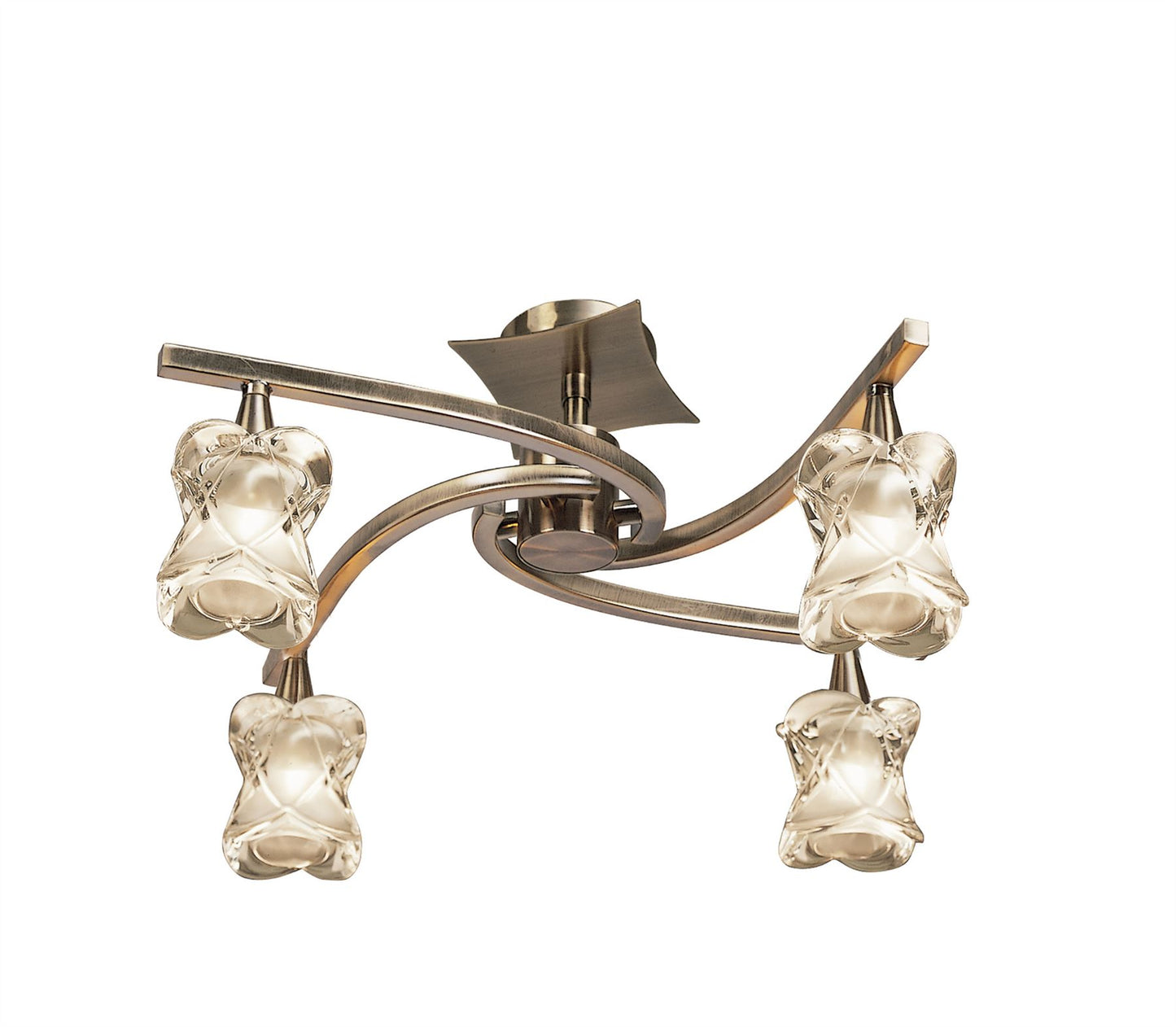 Mantra Rosa 48cm Del Desierto Telescopic Pendant Convertible To Semi Flush 4 Light G9, Antique Brass