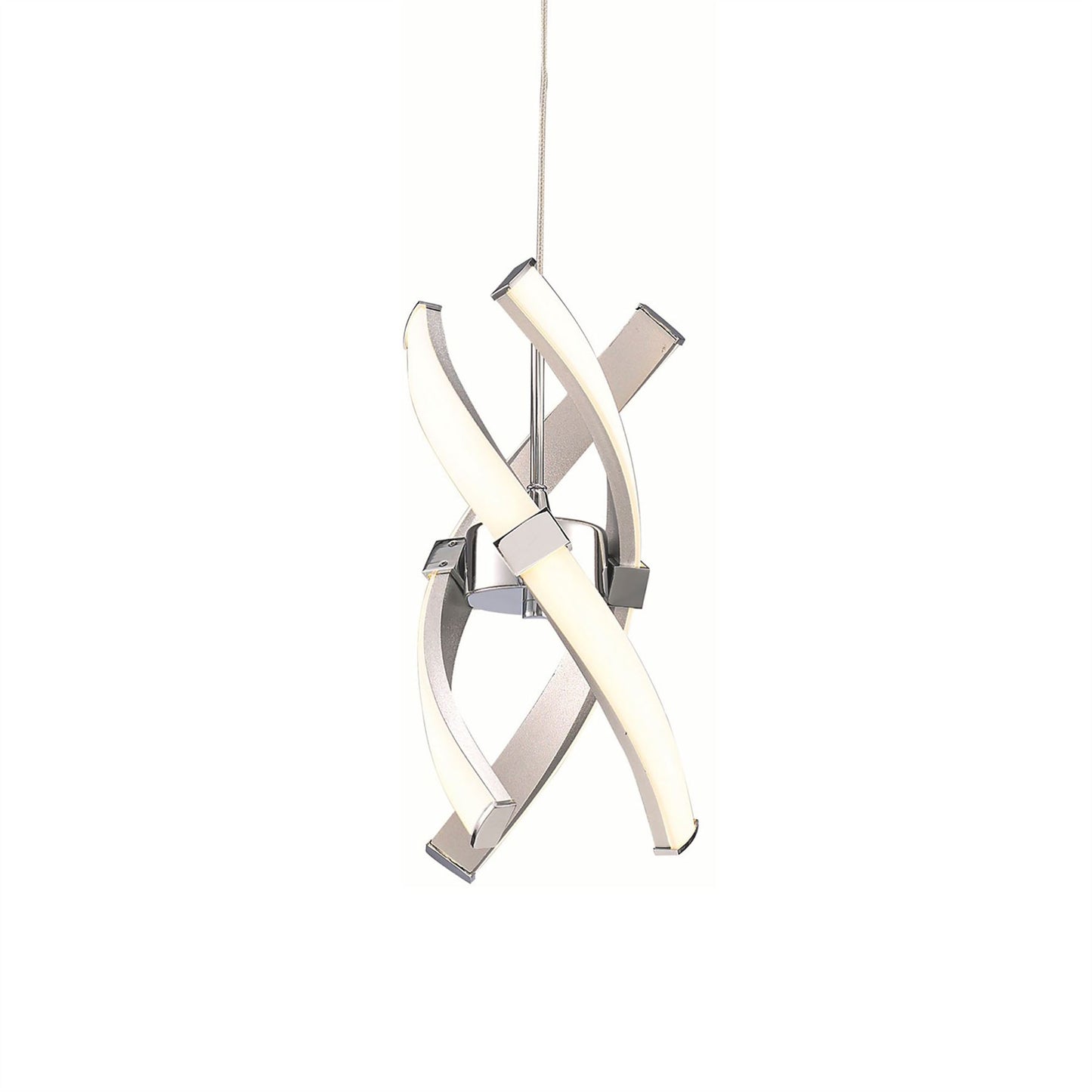 Mantra M5081 Espirales Pendant 1 Light 12W LED 3000K, 840lm, Silver/Frosted Acrylic/Polished Chrome, 3yrs Warranty