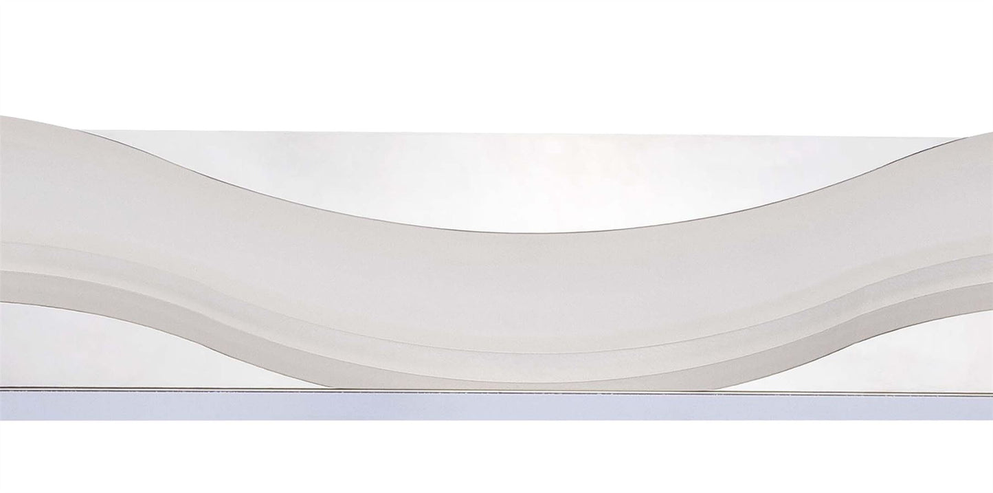 Mantra Fusion Ola Wall Light 7W LED Large Wave 3000K IP44, 630lm, Polished Chrome/Frosted Acrylic, 3yrs Warranty