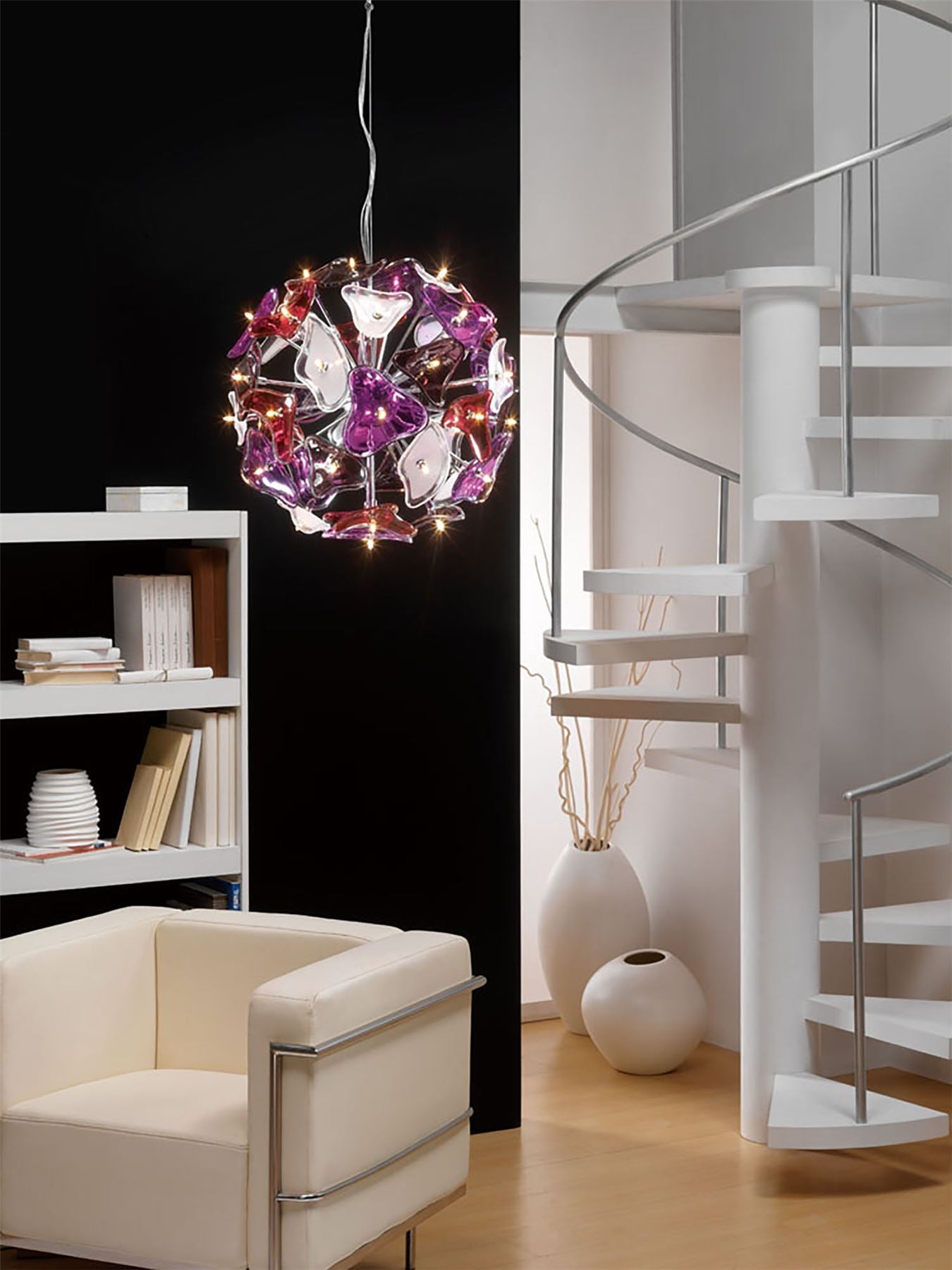 Mantra Otto 46cm Pendant 41 Light G4 Sphere, Polished Chrome/Frosted Glass/Multi-Colour Glass, NOT LED/CFL Compatible