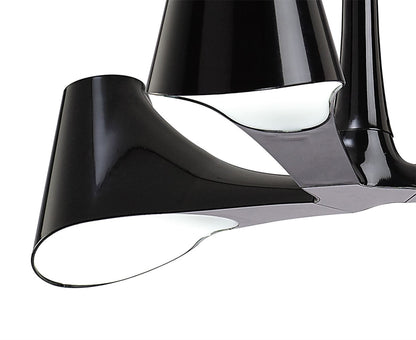 Mantra Ora 70cm Telescopic Convertible To Semi Flush 3 Light E27, Gloss Black/White Acrylic/Polished Chrome, CFL Lamps INCLUDED