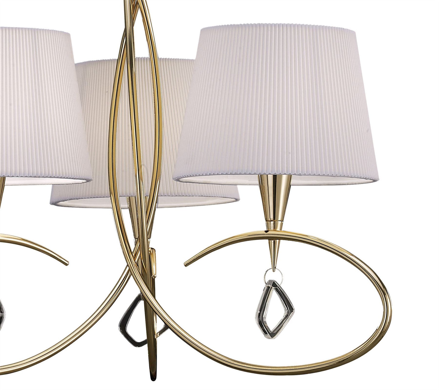 Mantra Mara 64cm Pendant 3 Light E14, French Gold with Ivory White Shades