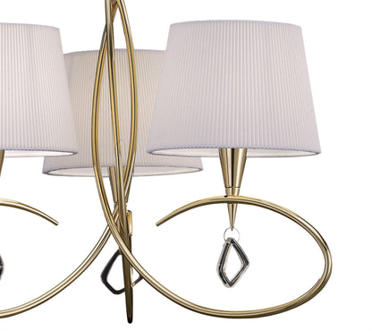 Mantra Mara 64cm Pendant 3 Light E14, French Gold with Ivory White Shades
