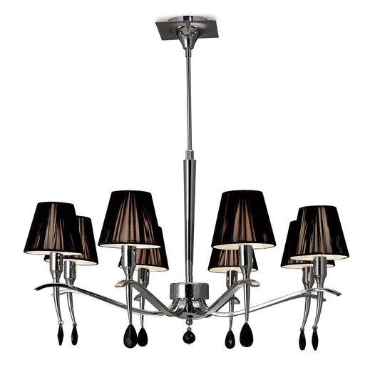 Mantra M0341 Siena Pendant Round 8 Light E14, Polished Chrome with Black Shades and Black Crystal