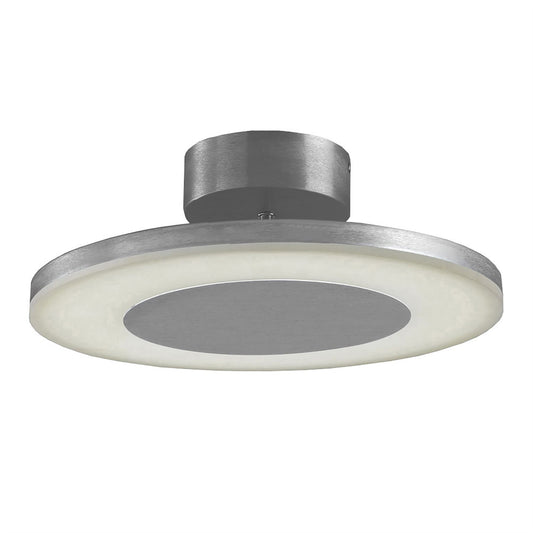 Mantra Hemisferic 36cm Ceiling 1 X 28W LED Round 3000K, 1800lm, Satin Aluminium/Frosted Acrylic, 3yrs Warranty Ceiling