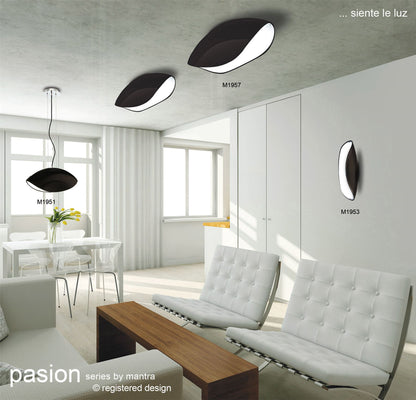 Mantra Pasion Wall Light 2 Light E27, Gloss Black/White Acrylic/Polished Chrome, CFL Lamps INCLUDED