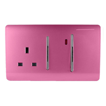 Trendi Artistic Modern Glossy 45 A Cooker Switch & Plug Socket Inc Neon Insert Pink