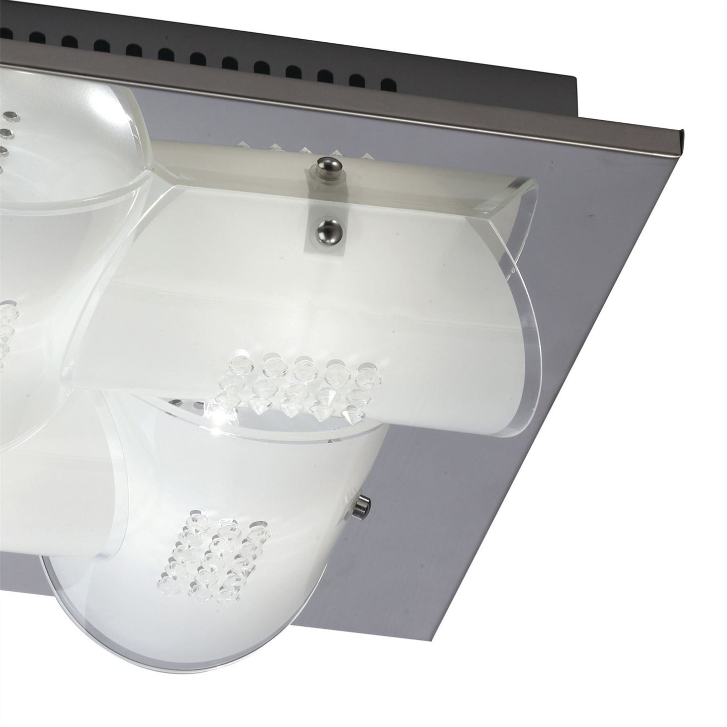 Diyas Starlis Square Flush  4 Light G9 Polished Chrome/Glass/Crystal Ceiling Light Fitting
