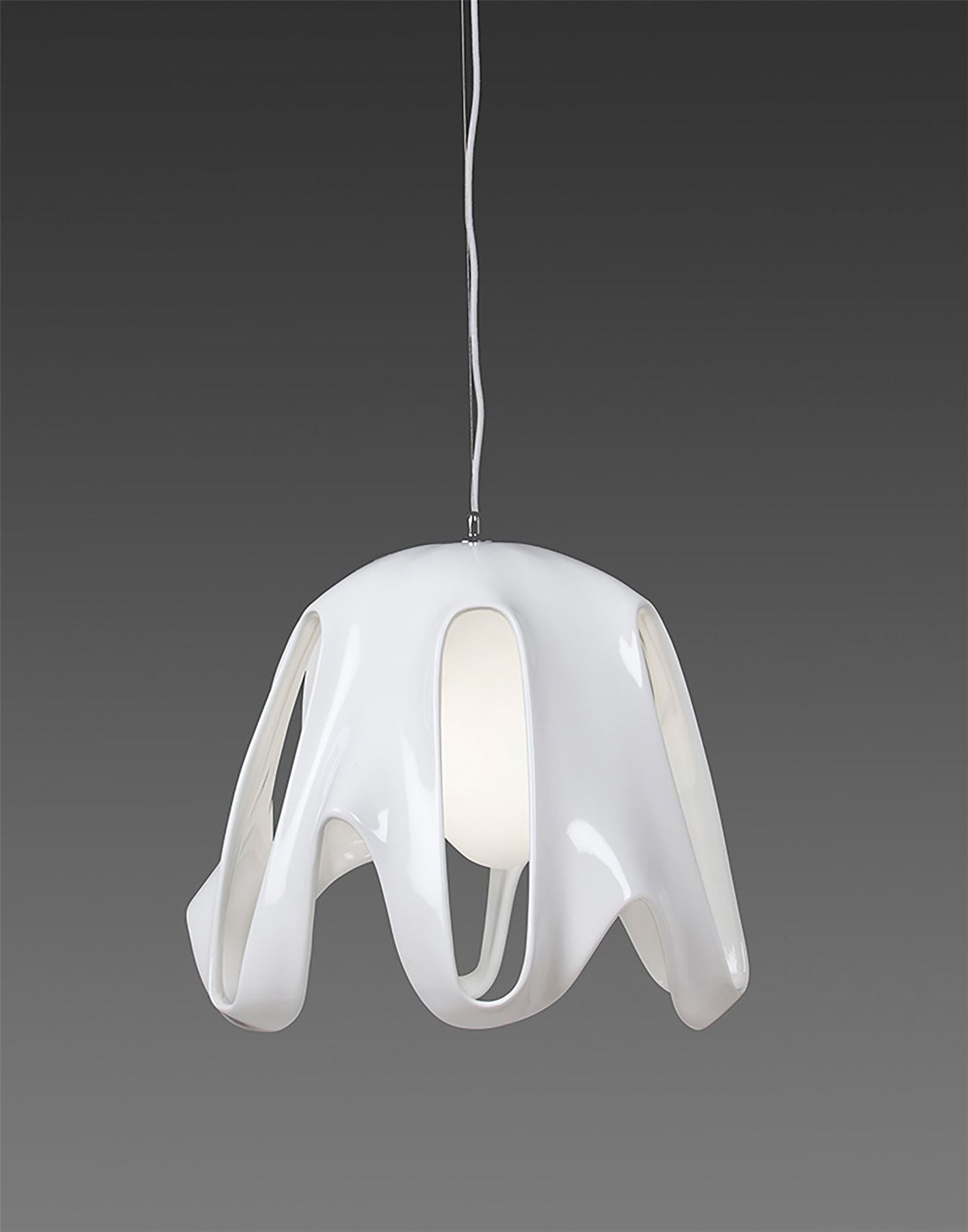 Mantra M3740 Phantom Pendant 1 Light E27, Gloss White/Frosted White Glass/Polished Chrome