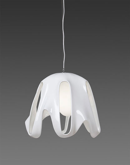 Mantra M3740 Phantom Pendant 1 Light E27, Gloss White/Frosted White Glass/Polished Chrome