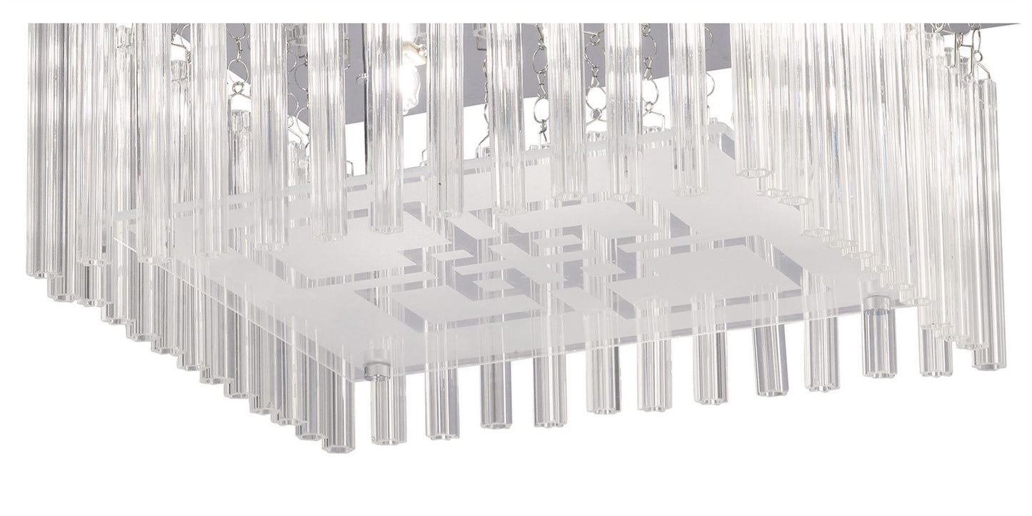 Diyas Capella Square Flush  6 Light G9 Polished Chrome/Glass Ceiling Light Fitting
