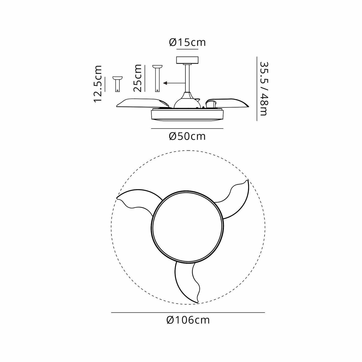 Alaska 50cm 50W LED Dimmable Ceiling Light With Built-In 30W DC Fan, 2700-5000K Remote & APP Control, 3300lm, White, 5yrs Warranty