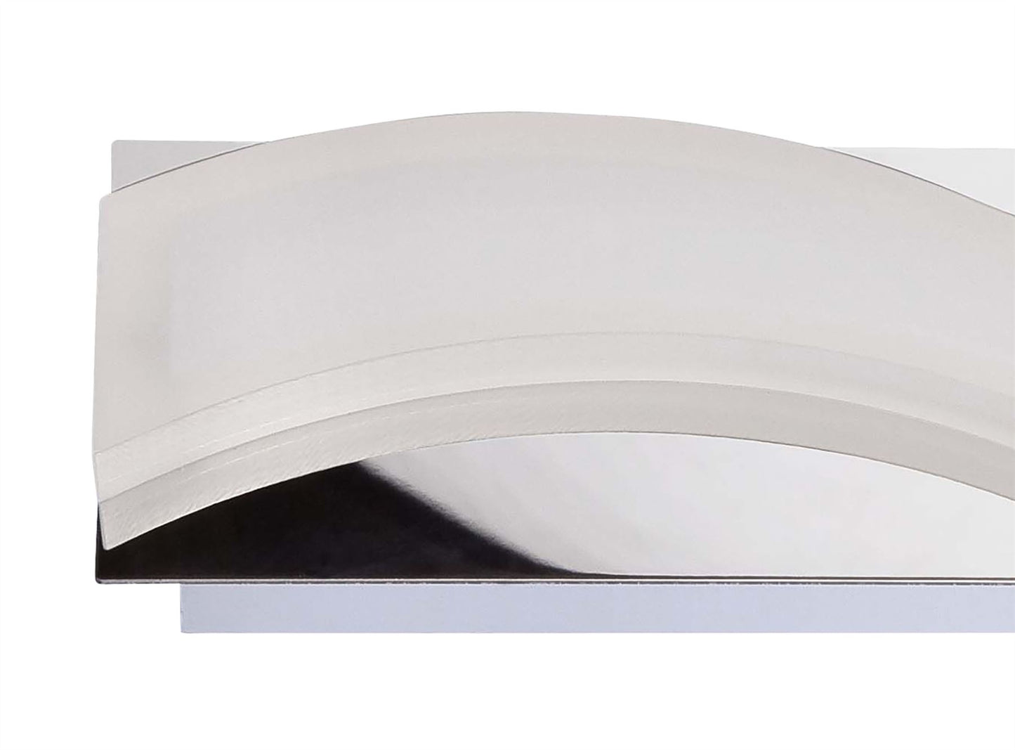 Mantra Fusion Ola Wall Light 7W LED Large Wave 3000K IP44, 630lm, Polished Chrome/Frosted Acrylic, 3yrs Warranty