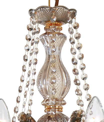 Deco Gabrielle Chandelier with Acrylic Sconce & Glass Droplets 8 Light E14 Mink Finish