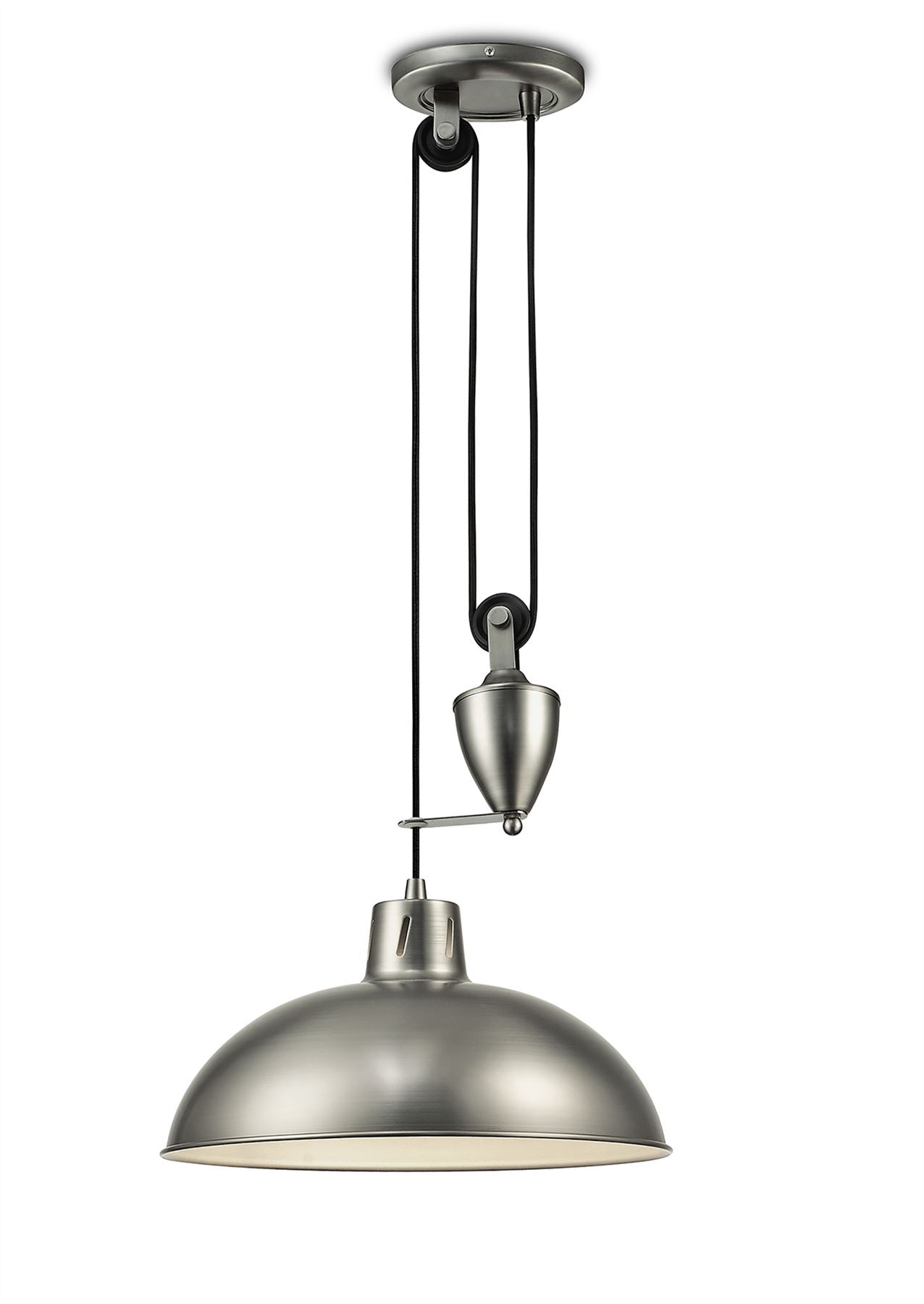 Deco Wellington Pulley System Pendant 1 Light E27 Antique Nickel