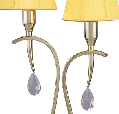 Mantra Siena Crystal Table Lamp 2 Light E14, Polished Brass with Amber Cream Shades & Clear Crystal
