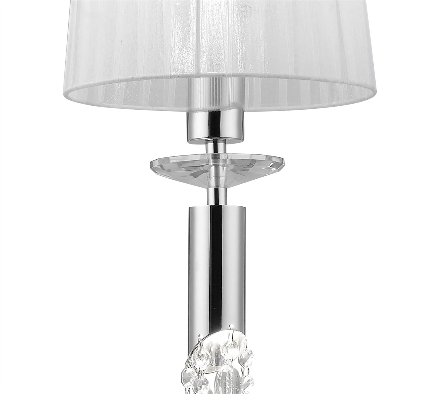 Mantra M3861 Tiffany Pendant 1+1 Light E27+G9, Polished Chrome with White Shade & Clear Crystal