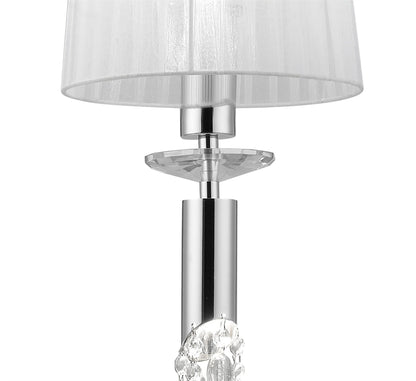 Mantra M3861 Tiffany Pendant 1+1 Light E27+G9, Polished Chrome with White Shade & Clear Crystal