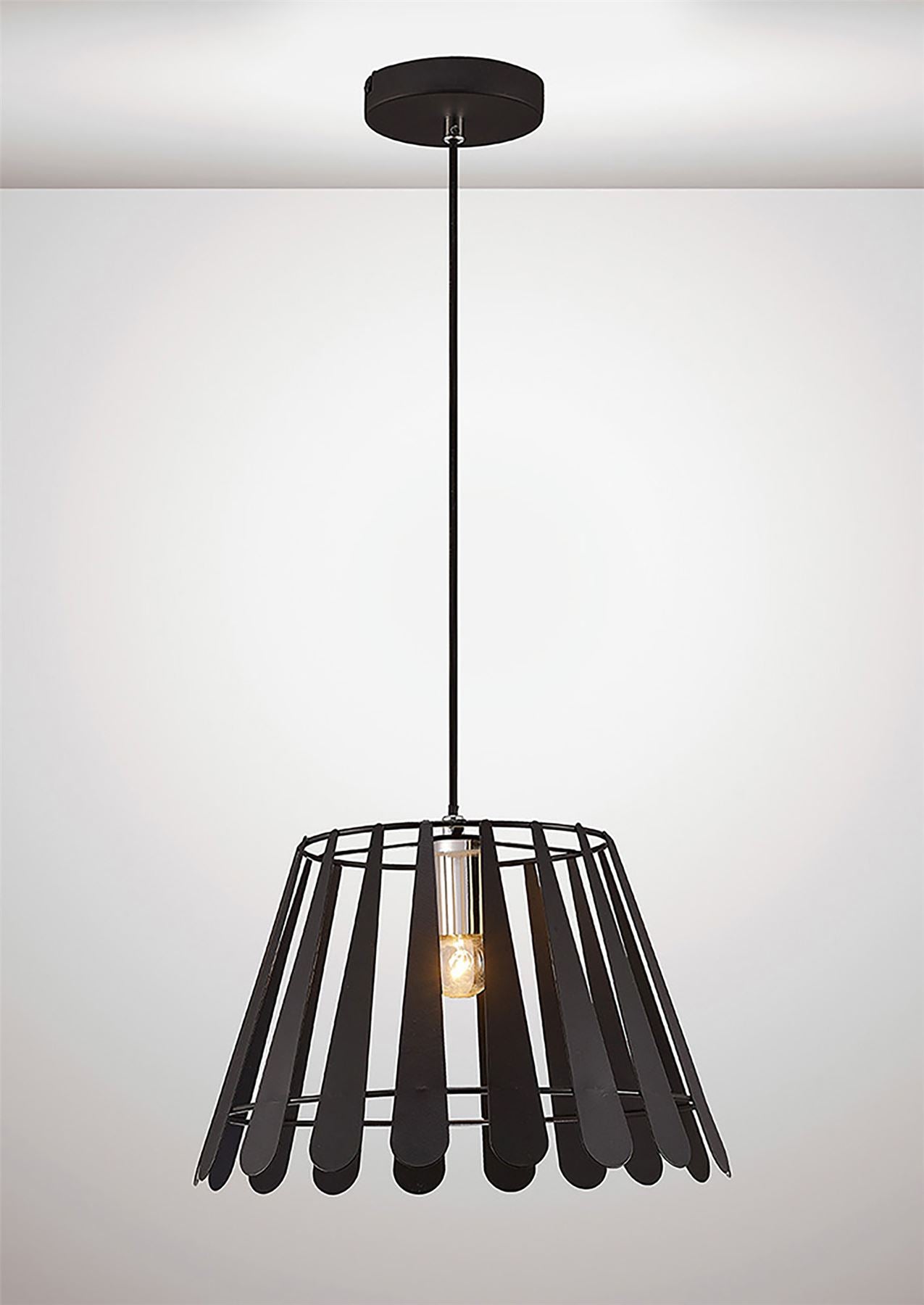Deco Somerset Pendant 1 Light E27 Black/Polished Chrome