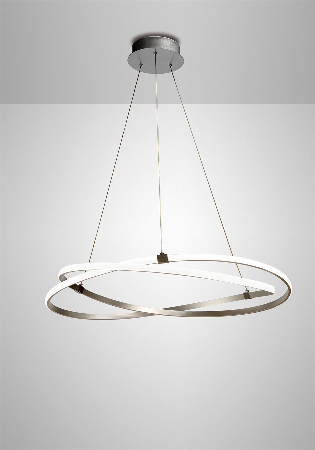 Mantra M5726 Infinity Pendant 60W LED 3000K, 4500lm, Dimmable Silver/Polished Chrome/White Acrylic, 3yrs Warranty