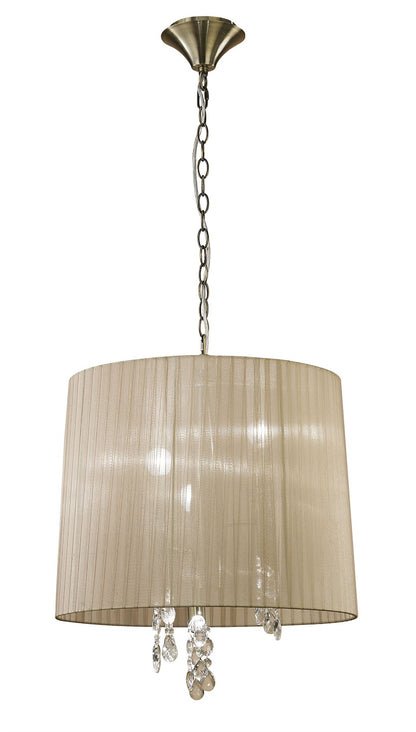 Mantra M3880 Tiffany Pendant 3+3 Light E14+G9, Antique Brass with Soft Bronze Shade & Clear Crystal