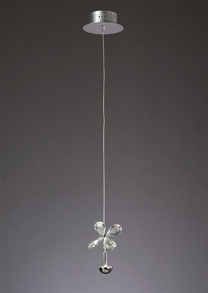 Diyas Aviva 12cm  1 Light 4000K LED Polished Chrome/Crystal Ceiling Pendant Light Fitting