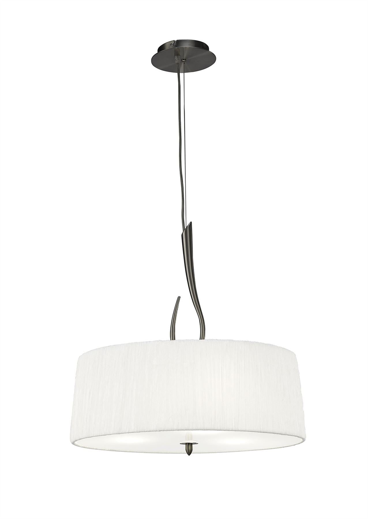 Mantra M3704 Lua Pendant 3 Light E27, Satin Nickel with White Shade