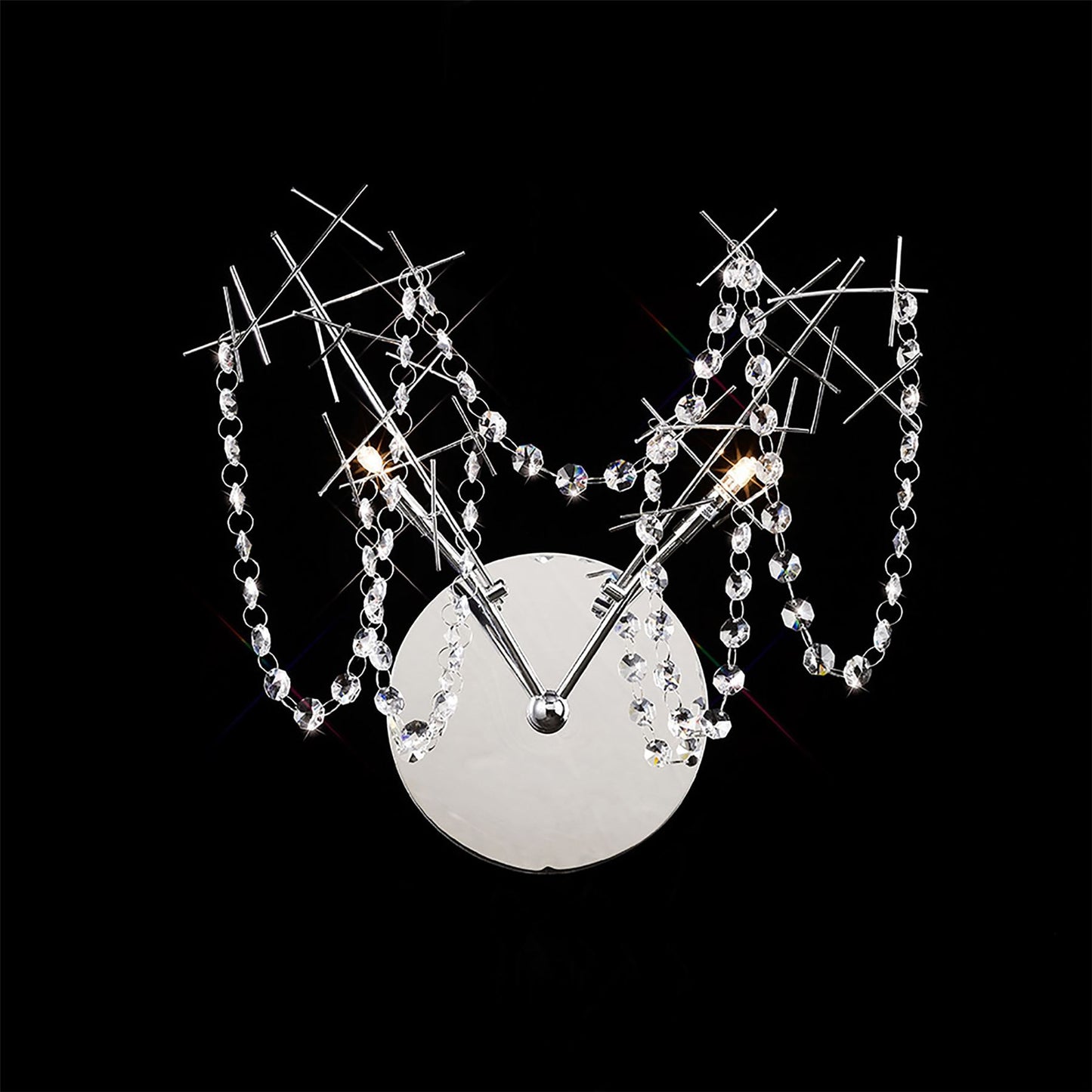 Diyas Lexi Wall Light Switched 2 Light G4 Polished Chrome/Crystal, NOT LED/CFL Compatible