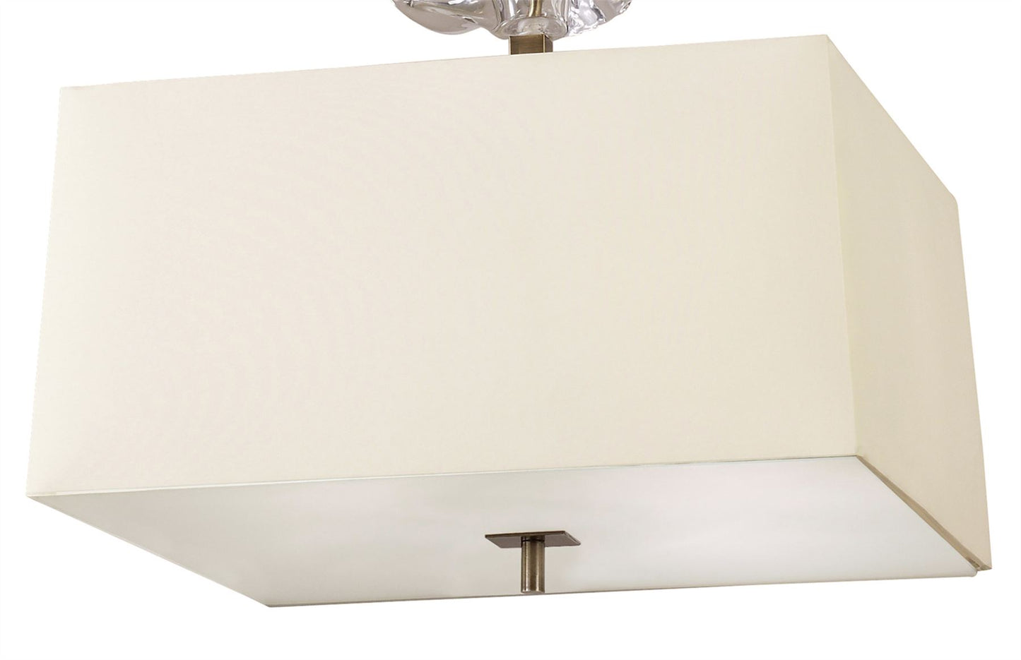 Mantra Akira Square Pendant 4 Light E27, Antique Brass/Frosted Glass with Cream Shade