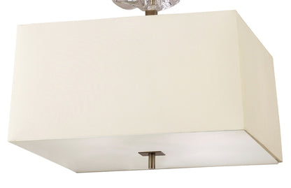 Mantra Akira Square Pendant 4 Light E27, Antique Brass/Frosted Glass with Cream Shade