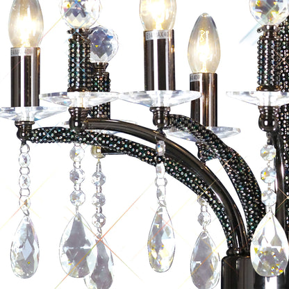 Diyas Fiore 62cm  6 Light E14 Black Chrome/Crystal Ceiling Pendant Light Fitting
