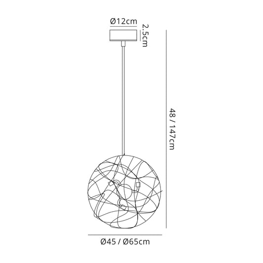 Deco Cassidy Pendant Round Interwinding Aluminium 6 Light G9 Gold