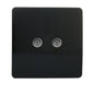 Trendi Artistic Modern Glossy Tactile 2 Gang TV Socket in Black ART-2TVSBK