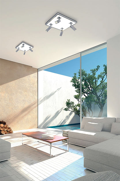 Mantra M5250 Ibiza Ceiling Light 4 Head with Backlit Light 40W LED Square Satin Nickel 4000K, 3000lm,, 3yrs Warranty