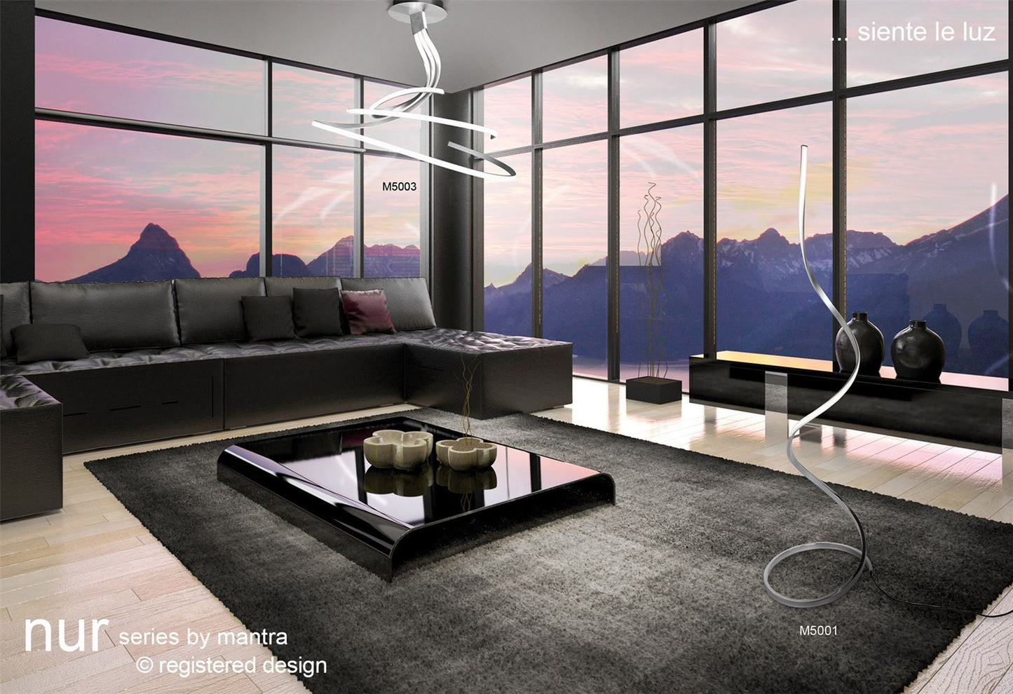Mantra M5003 Nur XL Semi Ceiling 80W LED 3000K, 6200lm, Silver/Frosted Acrylic/Polished Chrome, 3yrs Warranty - M5003 Ceiling