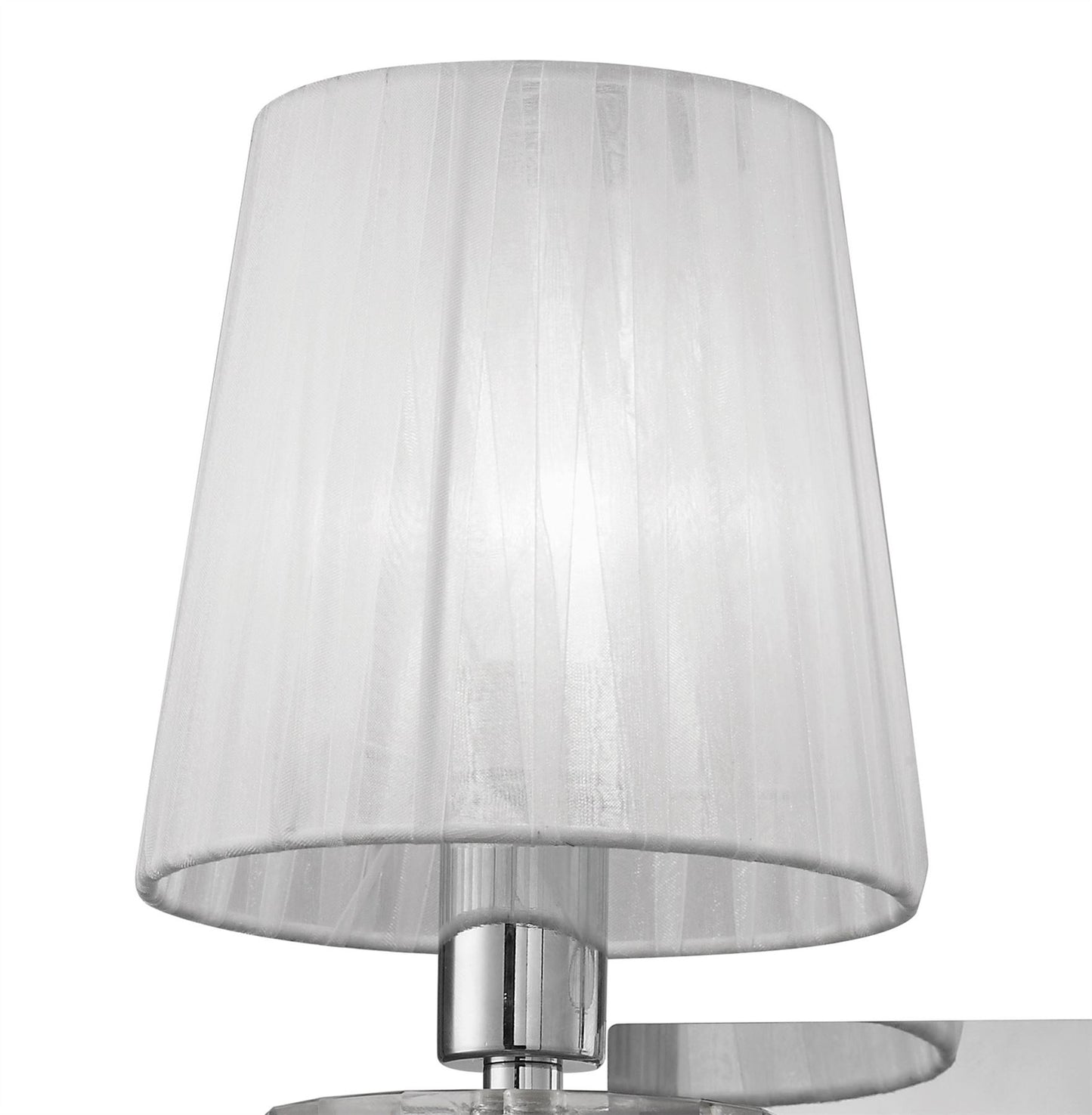 Mantra M3863/S Tiffany Wall Light Switched 2+2 Light E14+G9, Polished Chrome with White Shades & Clear Crystal - M3863/S