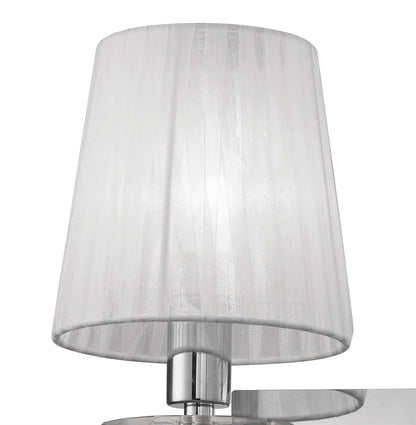 Mantra M3863/S Tiffany Wall Light Switched 2+2 Light E14+G9, Polished Chrome with White Shades & Clear Crystal - M3863/S