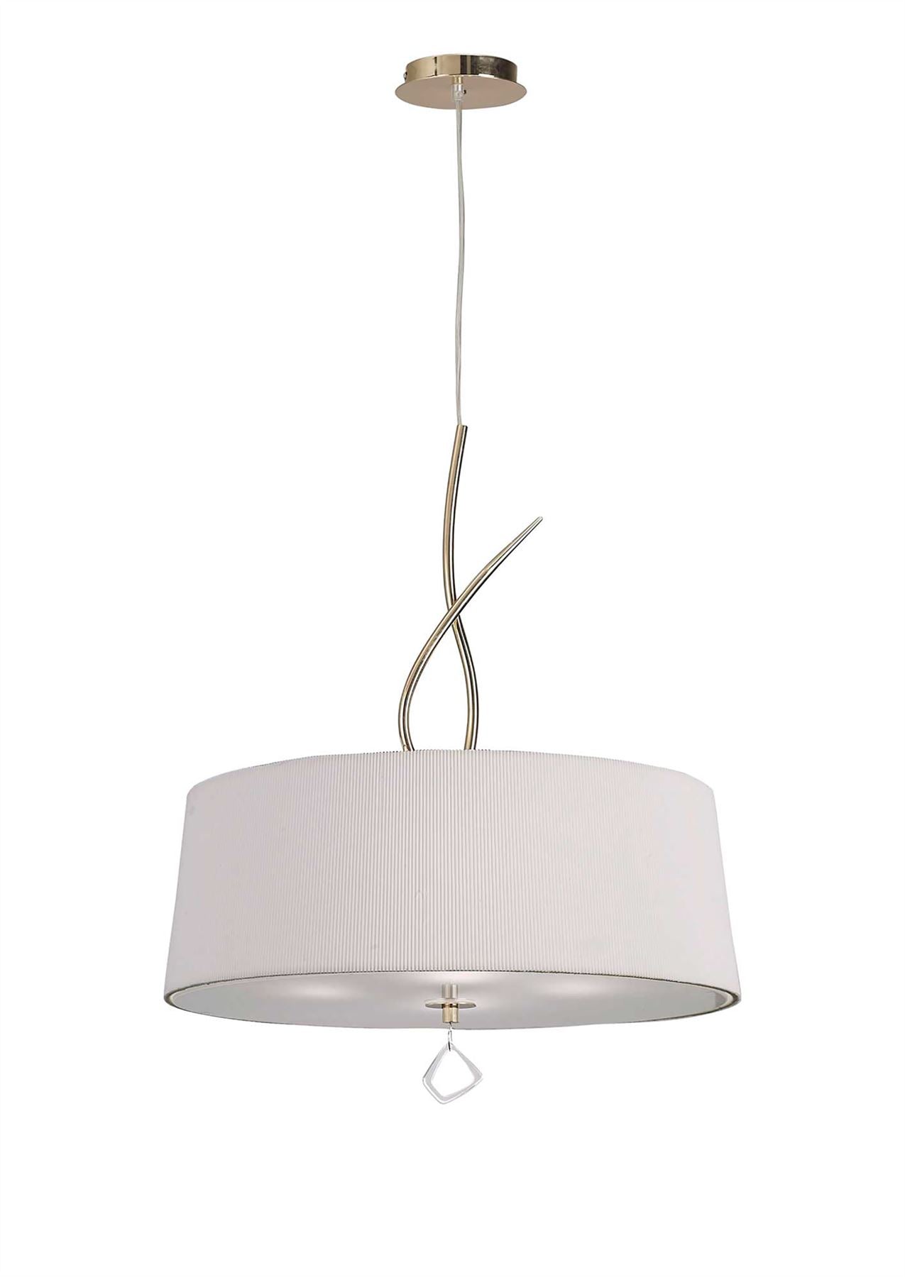 Mantra Mara 55cm Pendant 4 Light E27 Round, French Gold with Ivory White Shade