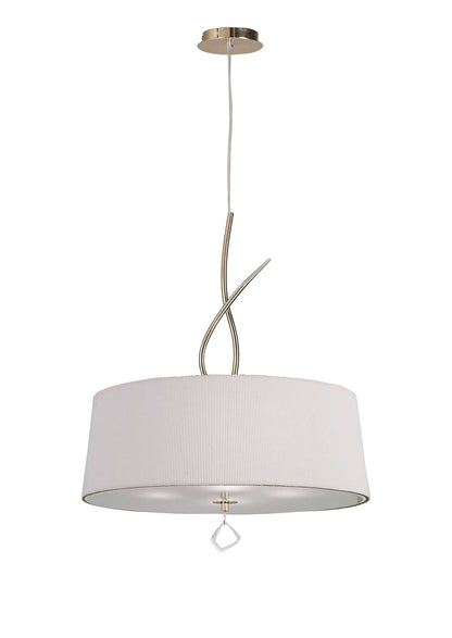 Mantra Mara 55cm Pendant 4 Light E27 Round, French Gold with Ivory White Shade