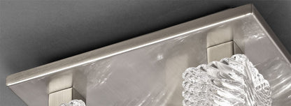 Deco Accor Ceiling Flush 5 Light G9, 230mm Square, Satin Nickel/Clear Glass
