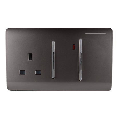 Trendi Artistic Modern Glossy 45 A Cooker Switch & Plug Socket Inc Neon Insert Dark Brown