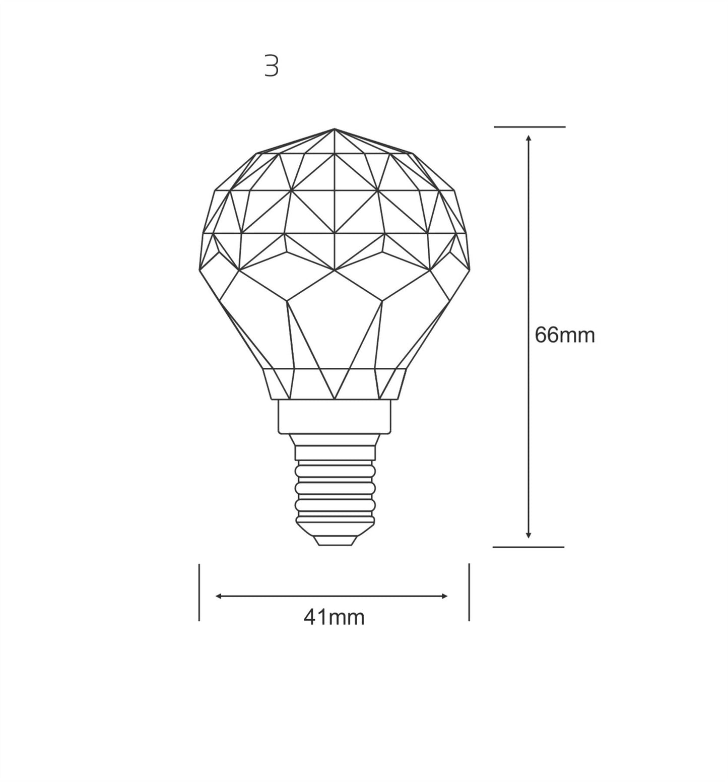 Luxram CrystaLED Ball E14 3W Warm White 3000K, 300lm, Clear Crystal Finish, 3yrs Warranty Crystal