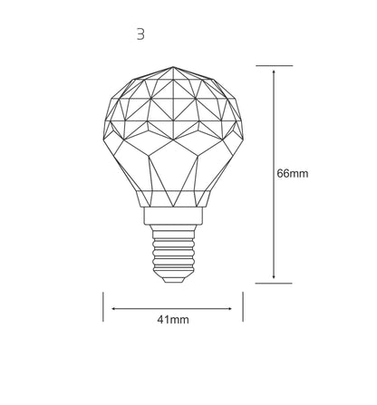 Luxram CrystaLED Ball E14 3W Warm White 3000K, 300lm, Clear Crystal Finish, 3yrs Warranty Crystal