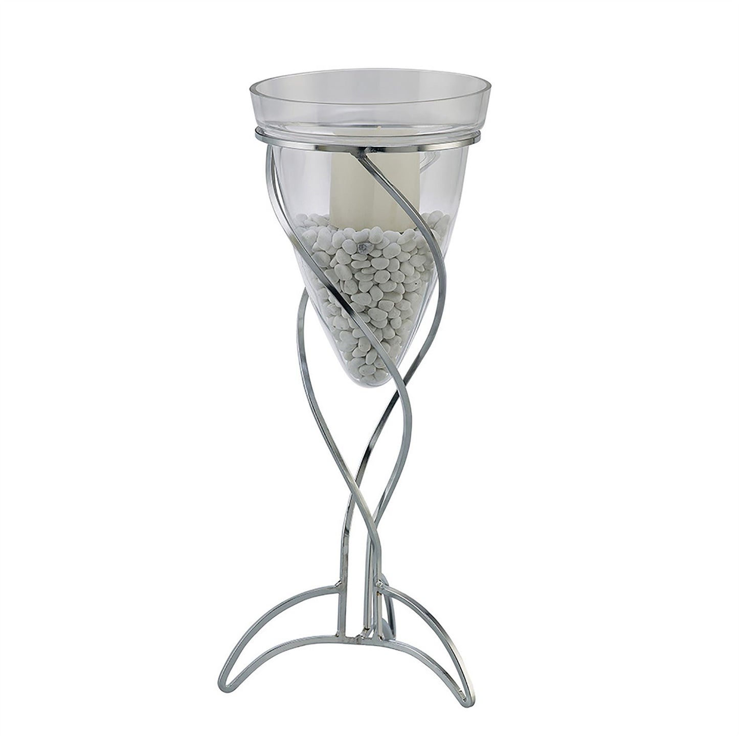 Diyas Home (DH) Tessa Cone Candle Holder 50.5Cm Polished Chrome/Clear Glass Art