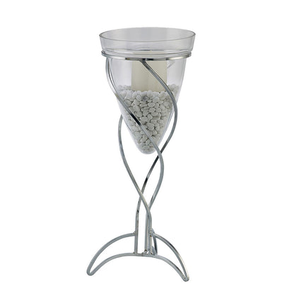 Diyas Home (DH) Tessa Cone Candle Holder 50.5Cm Polished Chrome/Clear Glass Art