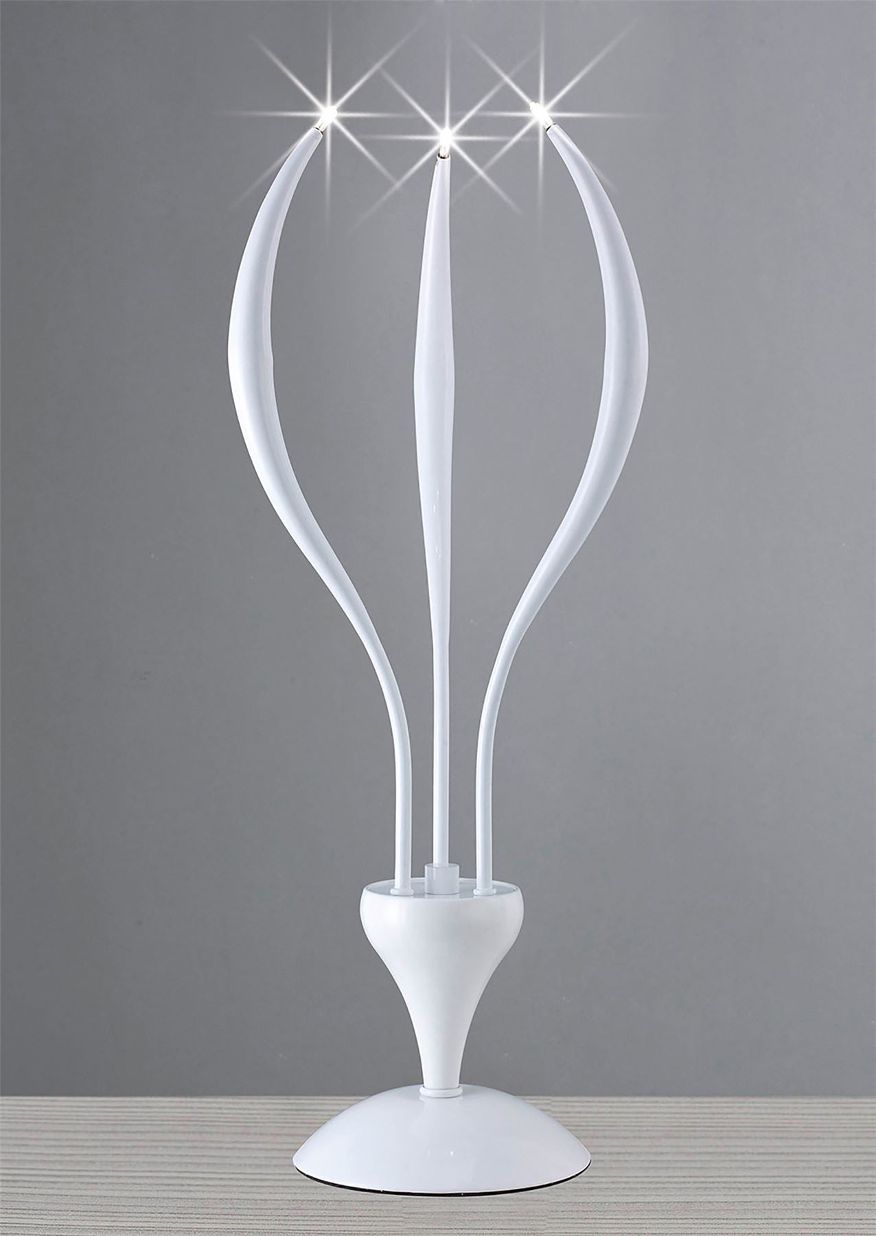 Diyas Llamas Table Lamp 3 Light G4, Gloss White, NOT LED/CFL Compatible