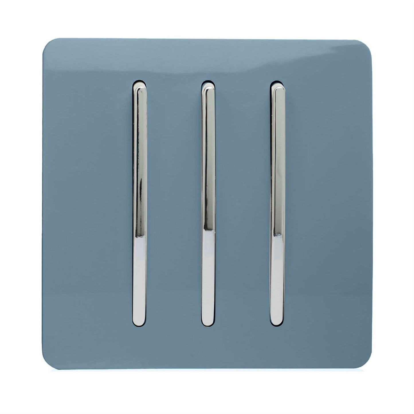 Trendi 3 Gang 2 Way Artistic Modern Glossy 10 Amp Rocker Tactile Light Switch Sky